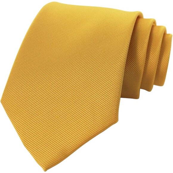 ⚡Men Gold Imported Silk Blend Solid Color Formal Stylish Affordable Neck Tie - Picture 3 of 5